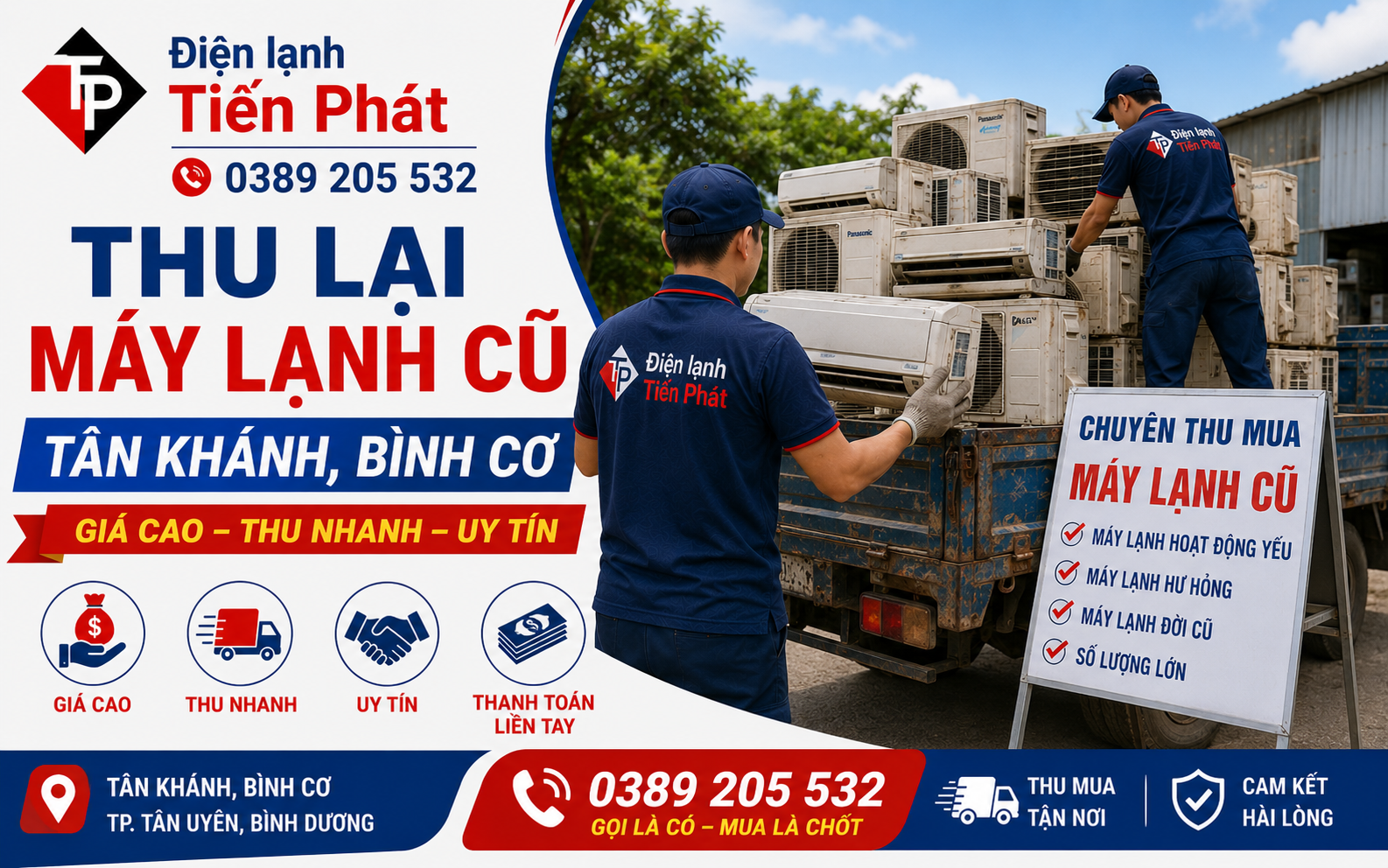 Thu lại máy lạnh cũ Tân Khánh, Bình Cơ giá kịch trần, tháo dỡ siêu tốc